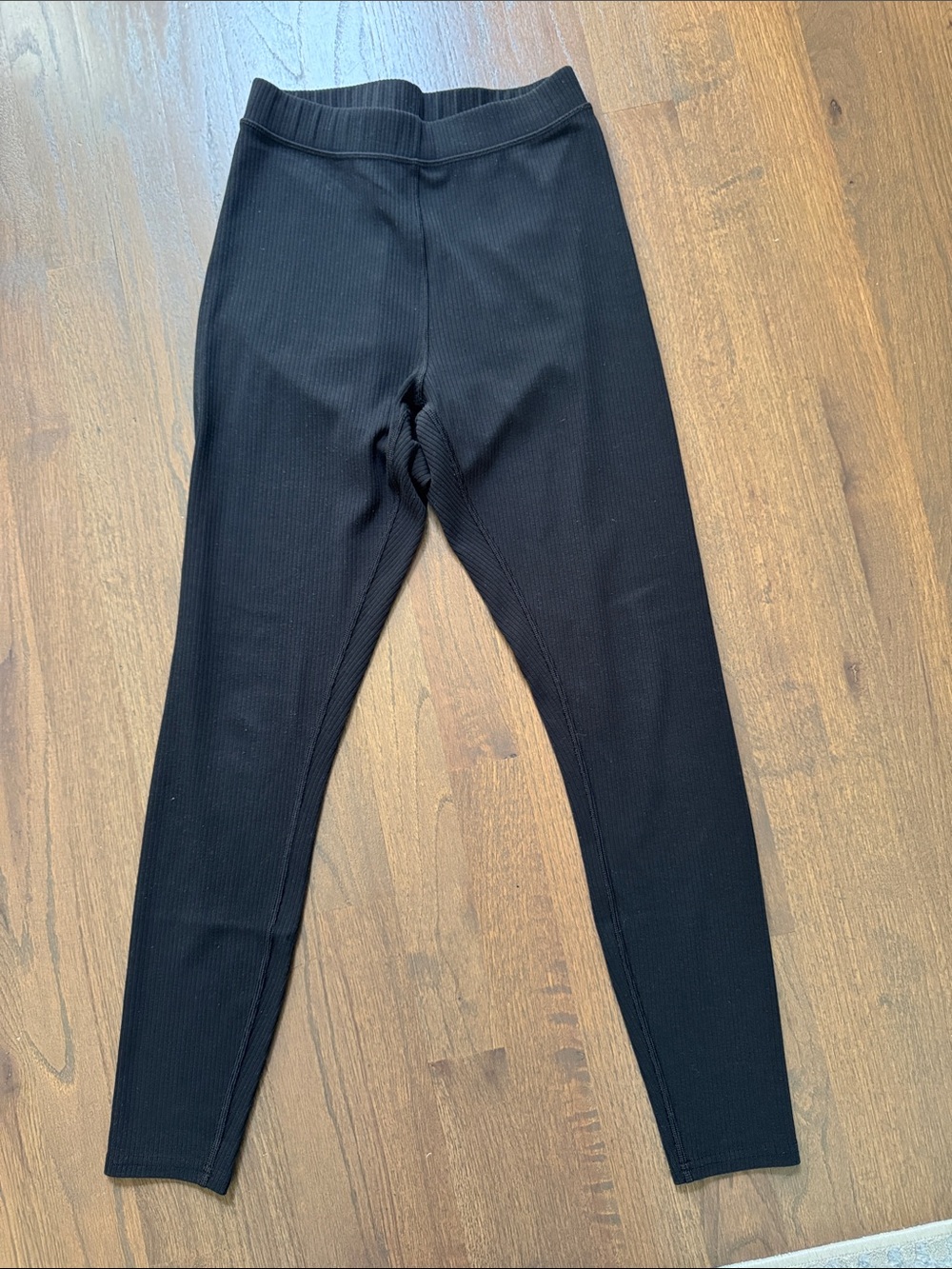 Alo Black Ribbed High-Waist Leggings